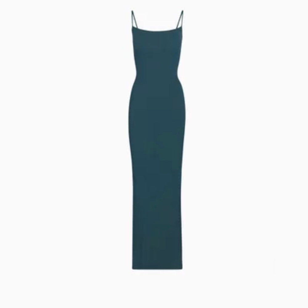 Skims Soft Lounge Long Slip Dress - Teal - XXS